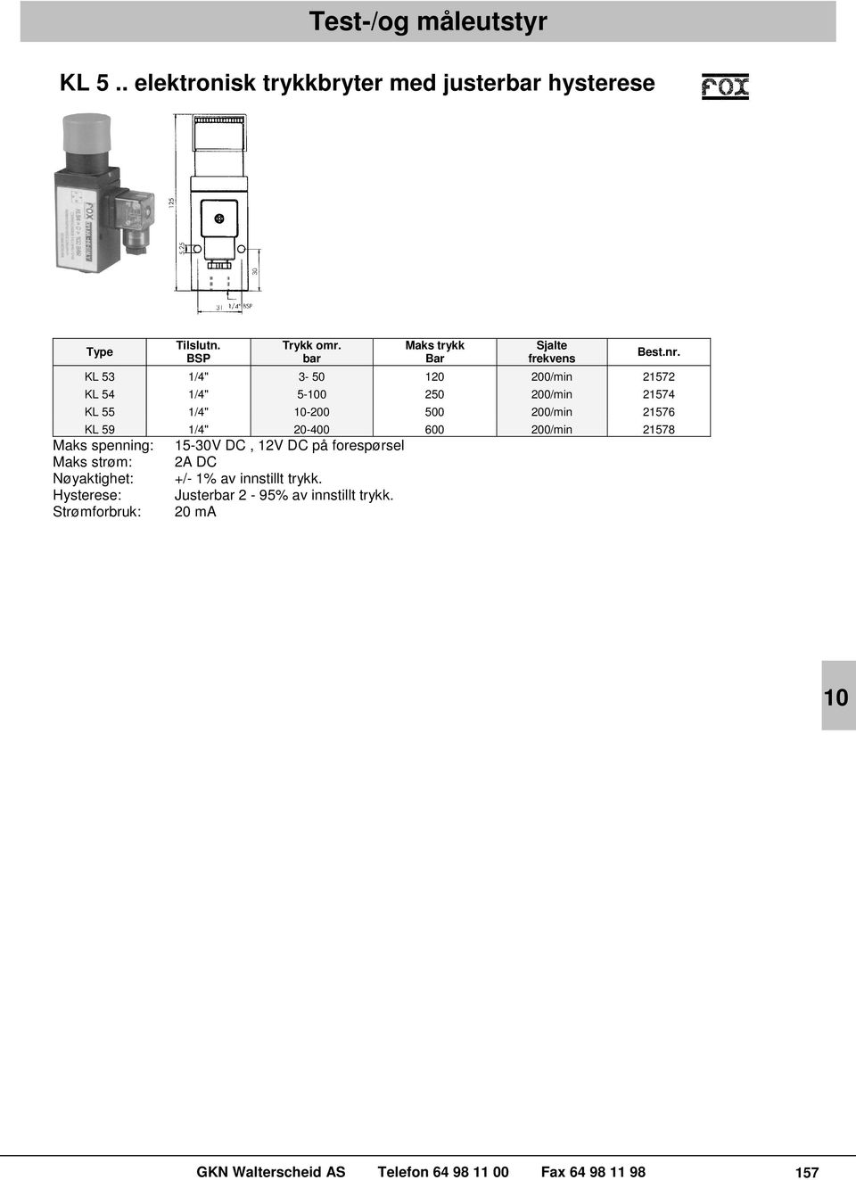 1/4" 10-200 500 200/min 21576 KL 59 1/4" 20-400 600 200/min 21578 Maks spenning: 15-30V DC, 12V DC på