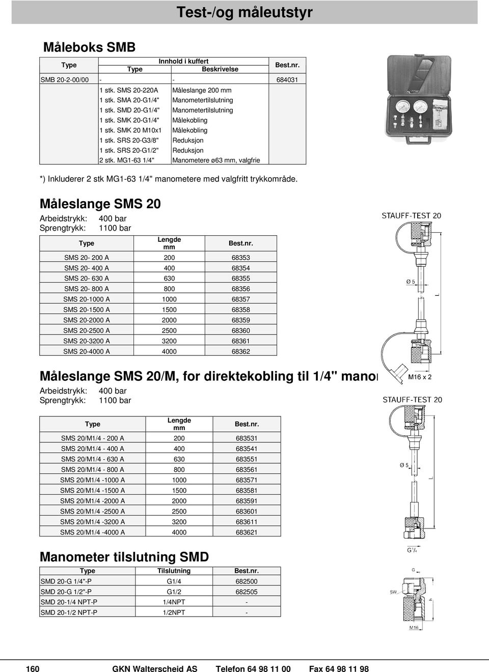 MG1-63 1/4" Manometere ø63 mm, valgfrie *) Inkluderer 2 stk MG1-63 1/4" manometere med valgfritt trykkområde.