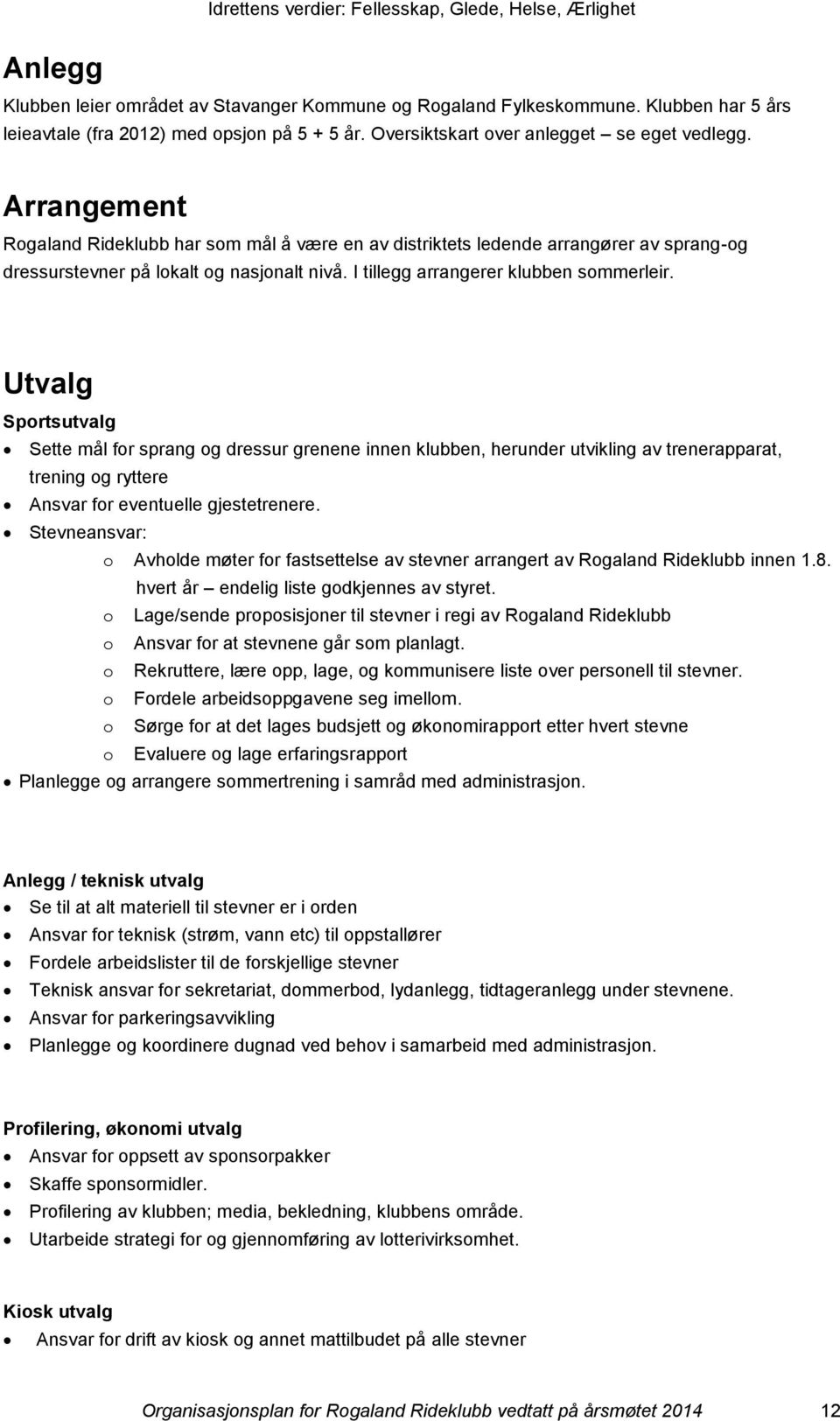 Utvalg Sportsutvalg Sette mål for sprang og dressur grenene innen klubben, herunder utvikling av trenerapparat, trening og ryttere Ansvar for eventuelle gjestetrenere.