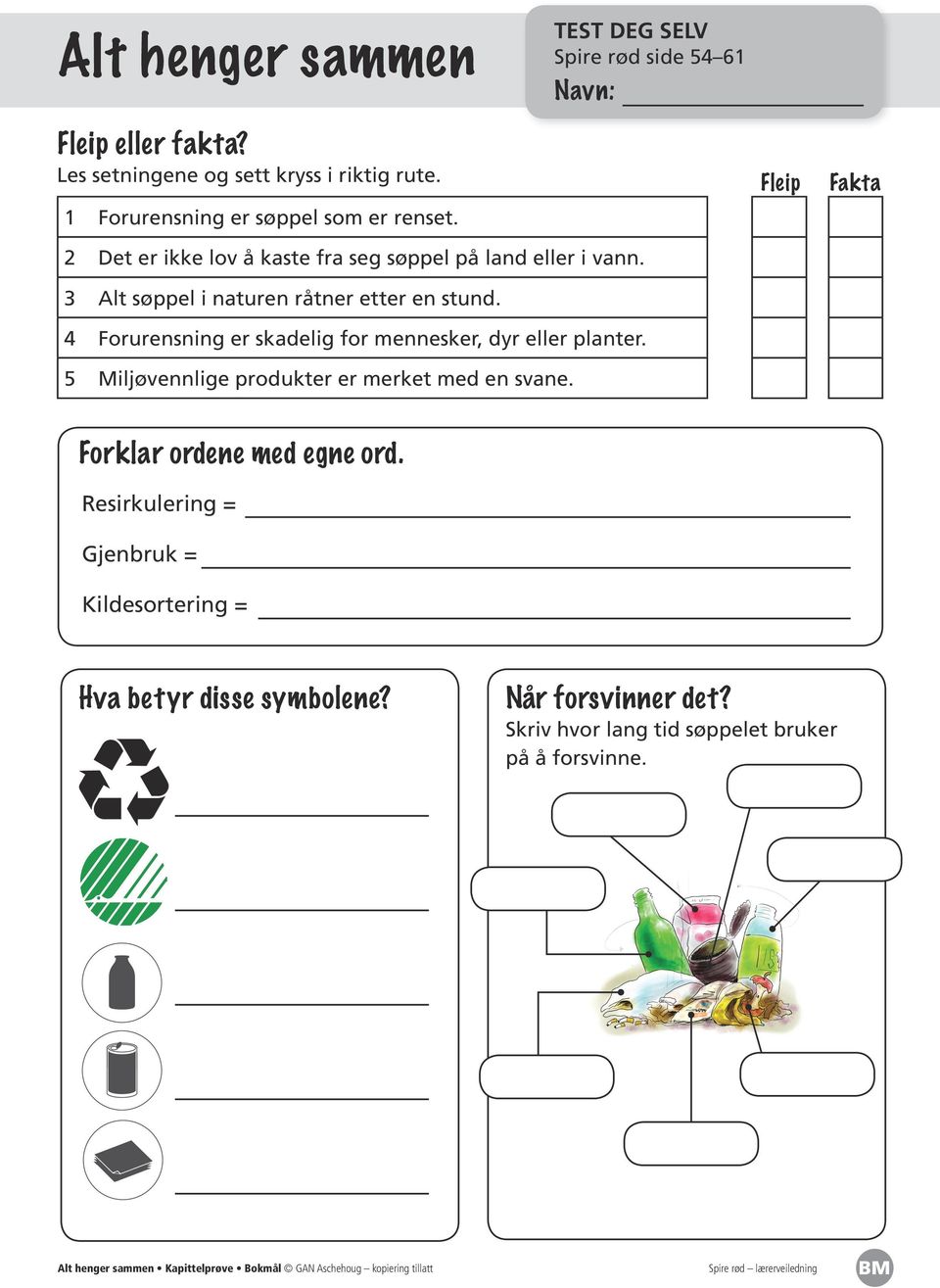 4 Forurensning er skadelig for mennesker, dyr eller planter. 5 Miljøvennlige produkter er merket med en svane. Fleip Fakta Forklar ordene med egne ord.