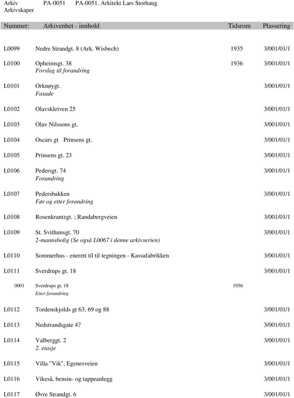Svithunsgt. 70 2-mannsbolig (Se også L0067 i denne arkivserien) L0110 Sommerhus - enerett til til tegningen - Kassafabrikken L0111 Sverdrups gt. 18 0001 Sverdrups gt.