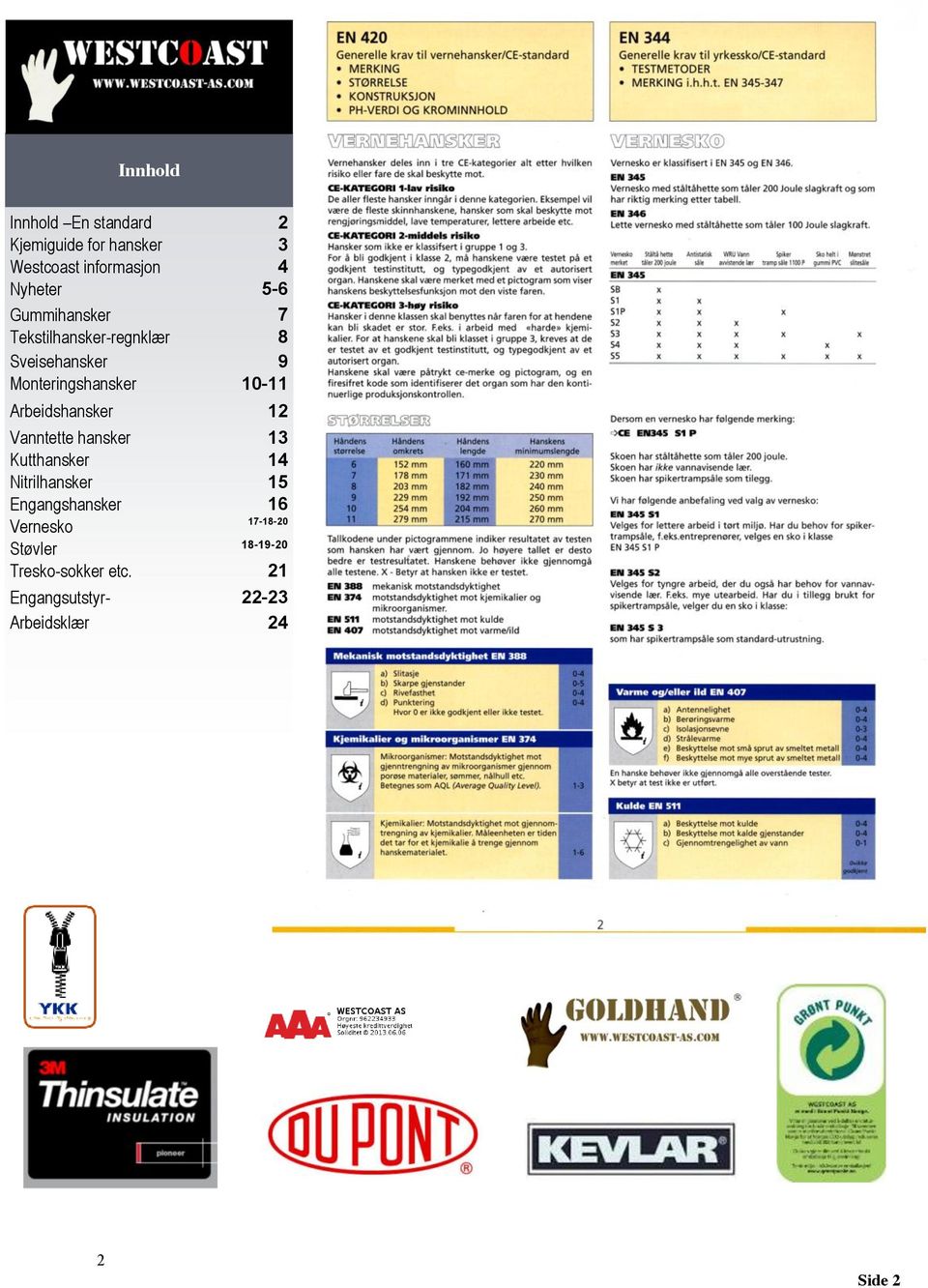 Arbeidshansker 12 Vanntette hansker 13 Kutthansker 14 Nitrilhansker 15 Engangshansker