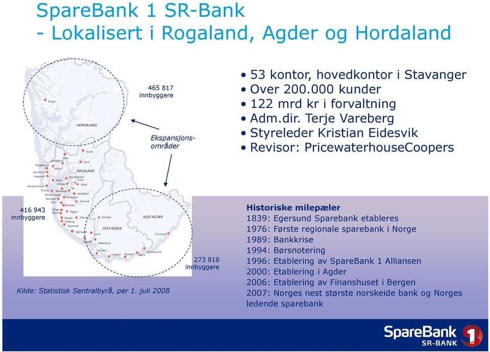 Terje Vareberg Styreleder Kristian Eidesvik Revisor: PricewaterhouseCoopers 416 943 innbyggere Kilde: Statistisk Sentralbyrå, per 1.