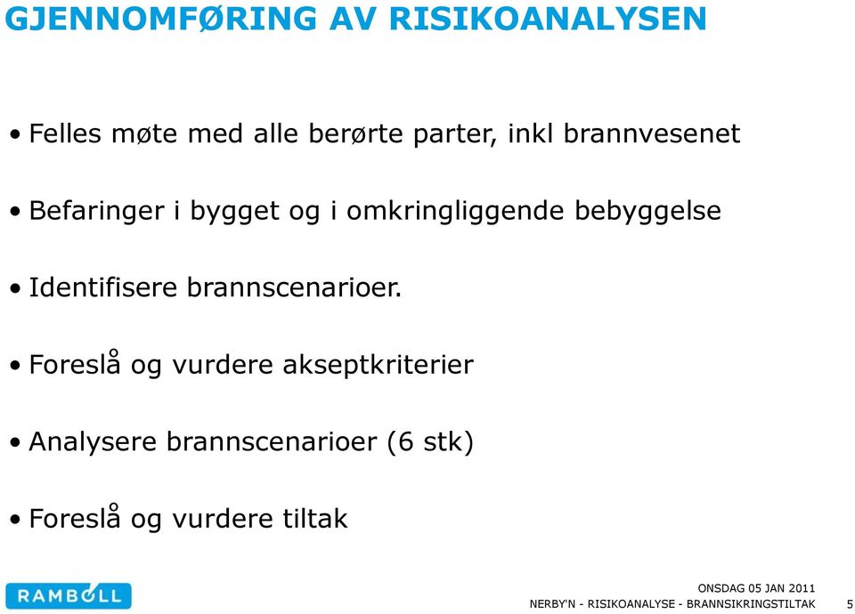 bebyggelse Identifisere brannscenarioer.