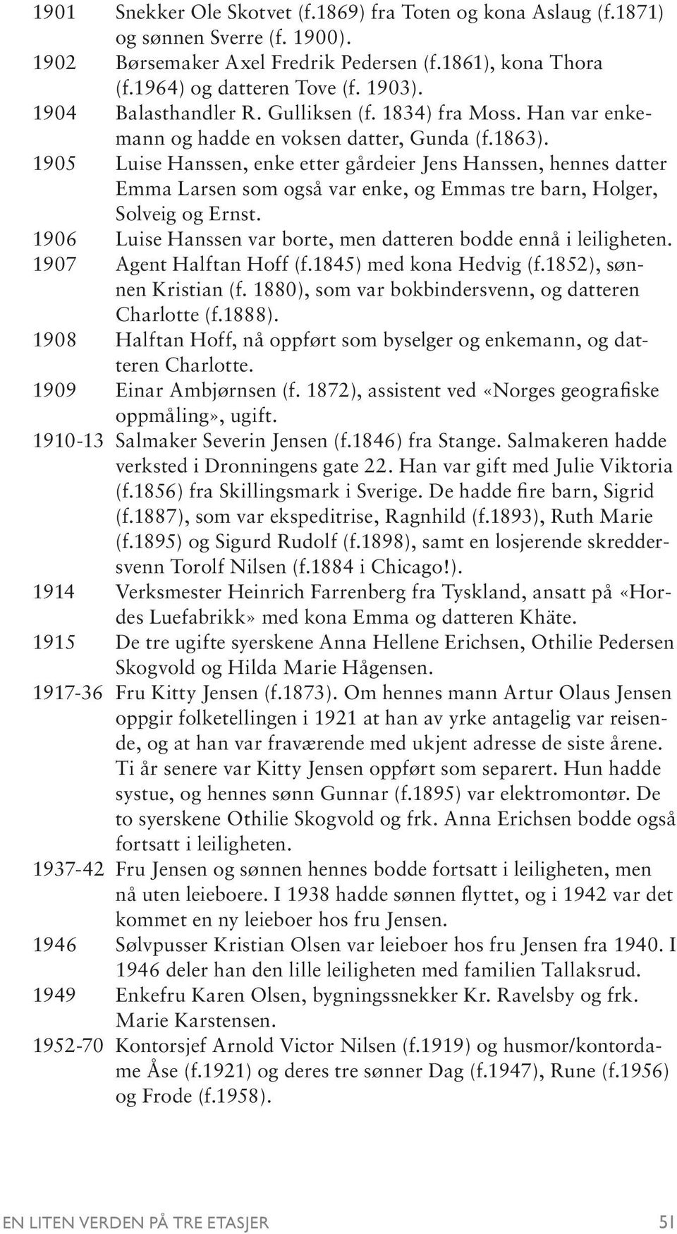 1905 Luise Hanssen, enke etter gårdeier Jens Hanssen, hennes datter Emma Larsen som også var enke, og Emmas tre barn, Holger, Solveig og Ernst.