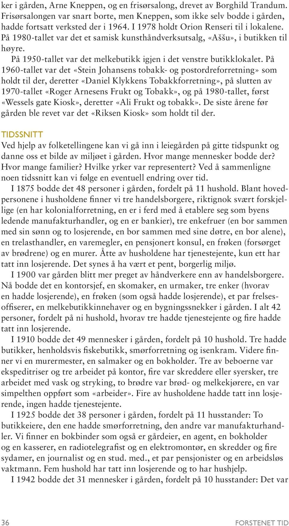 På 1960-tallet var det «Stein Johansens tobakk- og postordreforretning» som holdt til der, deretter «Daniel Klykkens Tobakkforretning», på slutten av 1970-tallet «Roger Arnesens Frukt og Tobakk», og