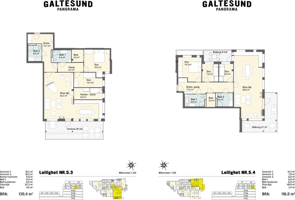 127,3 m² Terrasse 28 m2 gang 1 nr. nr. 11 soverom Underlag salgstegninger Plan leiligheter 5. etasje 26.03.12 RLD 50,5 m² A100501 gang 1 49,8 m² nr.