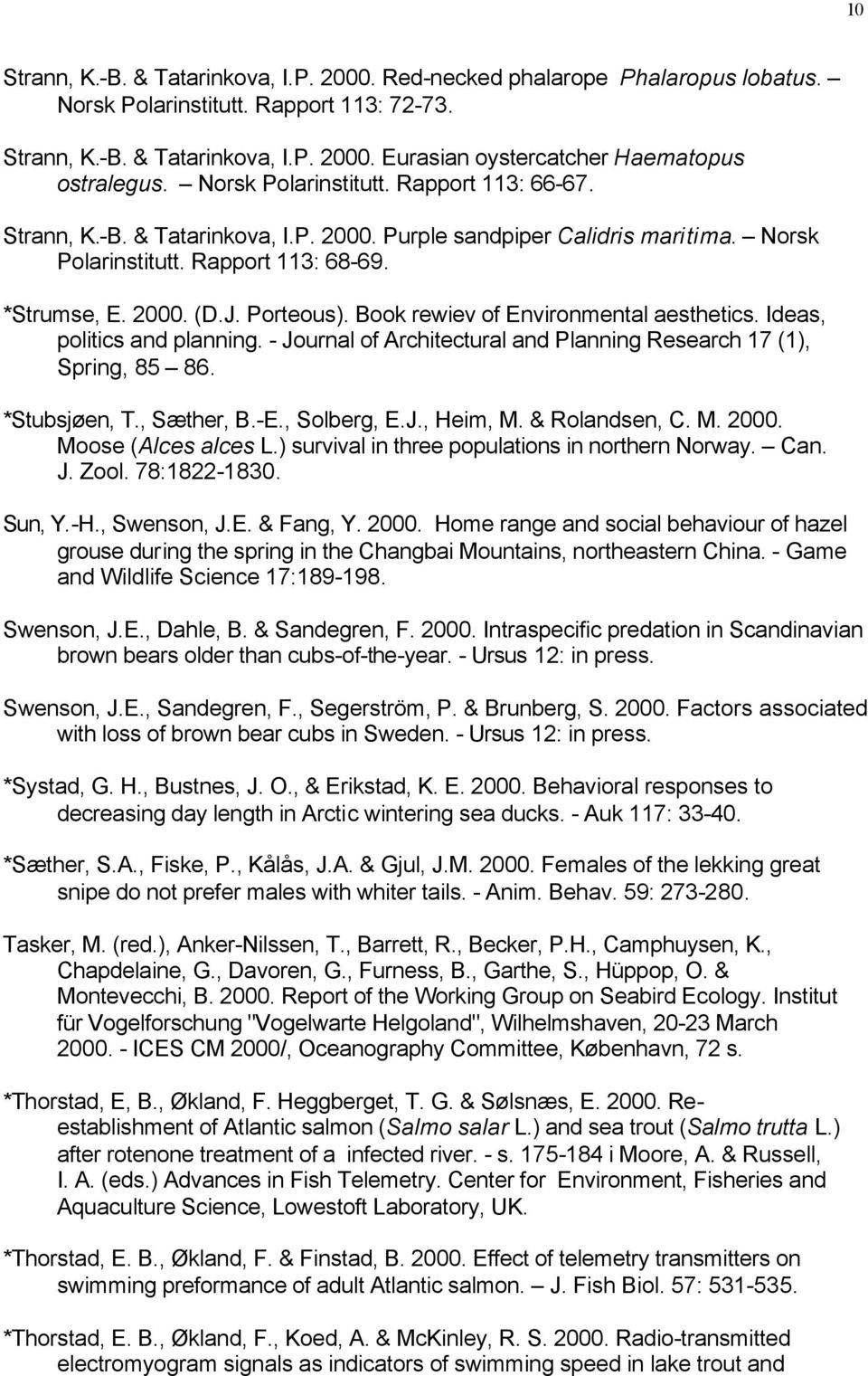 Book rewiev of Environmental aesthetics. Ideas, politics and planning. - Journal of Architectural and Planning Research 17 (1), Spring, 85 86. *Stubsjøen, T., Sæther, B.-E., Solberg, E.J., Heim, M.