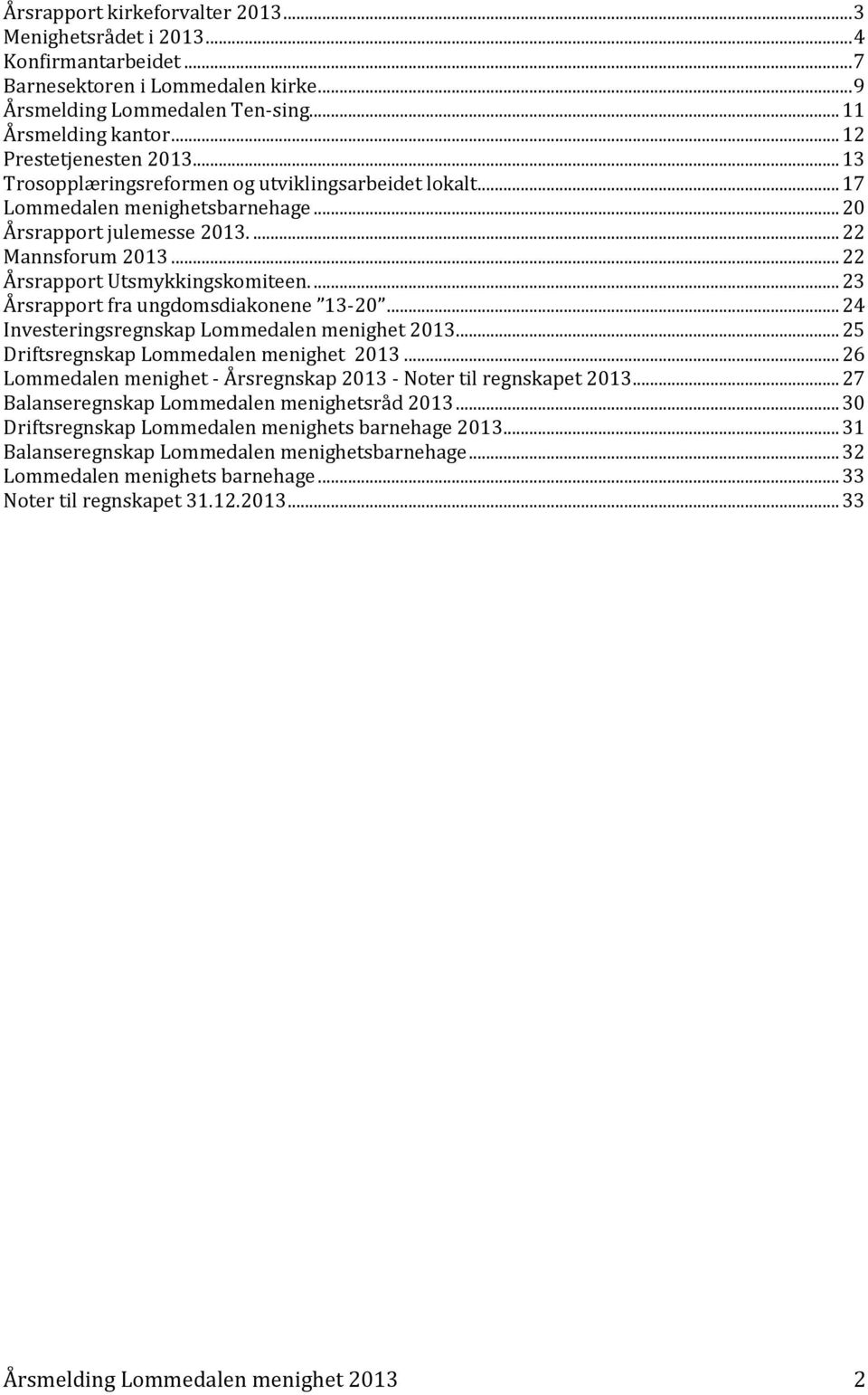 .. 22 Årsrapport Utsmykkingskomiteen.... 23 Årsrapport fra ungdomsdiakonene 13-20... 24 Investeringsregnskap Lommedalen menighet 2013... 25 Driftsregnskap Lommedalen menighet 2013.