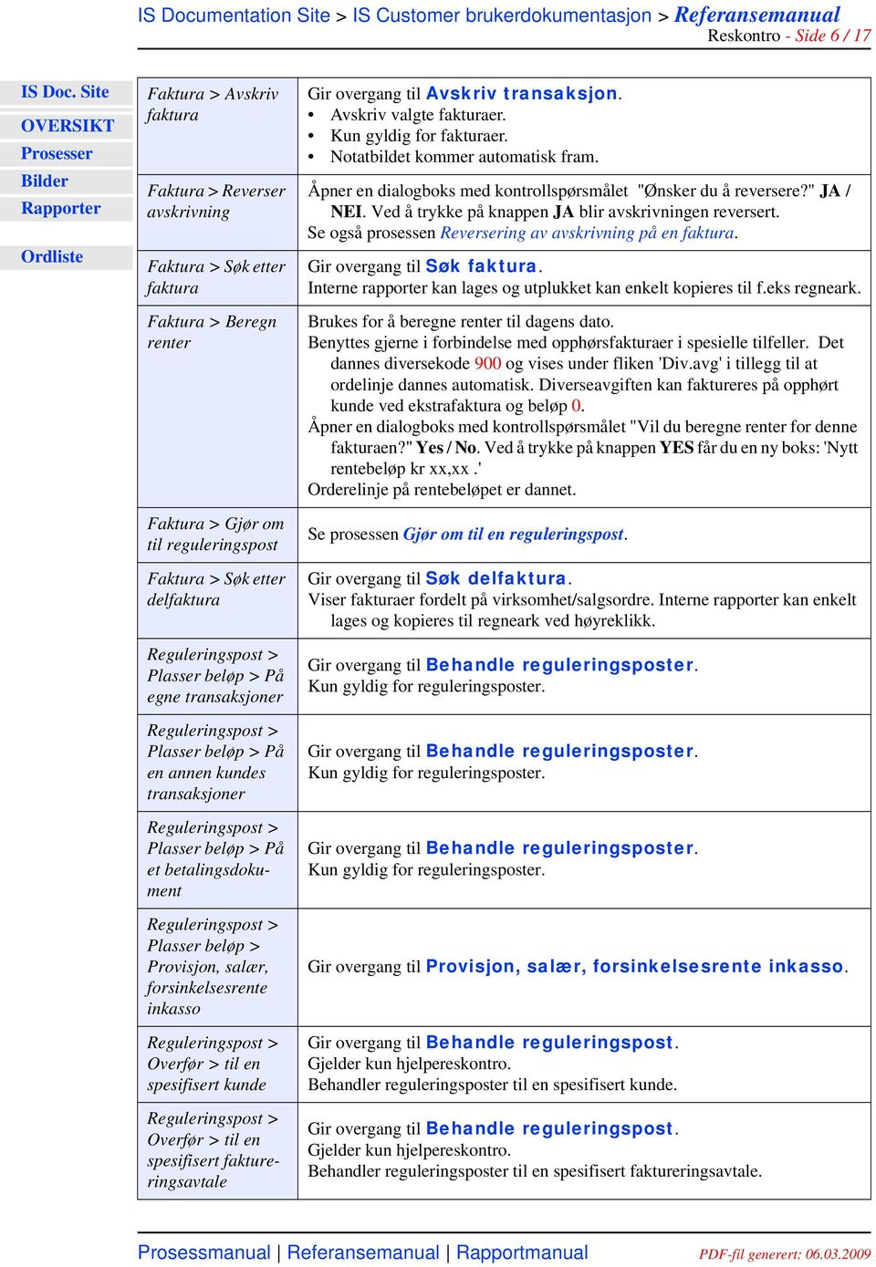 Overfør > til en spesifisert kunde Overfør > til en spesifisert faktureringsavtale Gir overgang til Avskriv transaksjon. Avskriv valgte fakturaer. Kun gyldig for fakturaer.