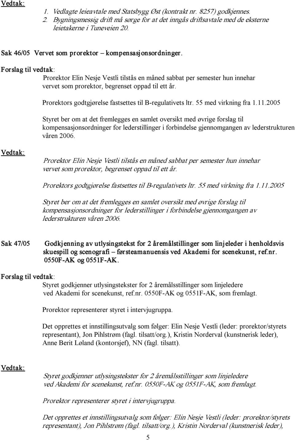 Prorektors godtgjørelse fastsettes til B regulativets ltr. 55 med virkning fra 1.11.