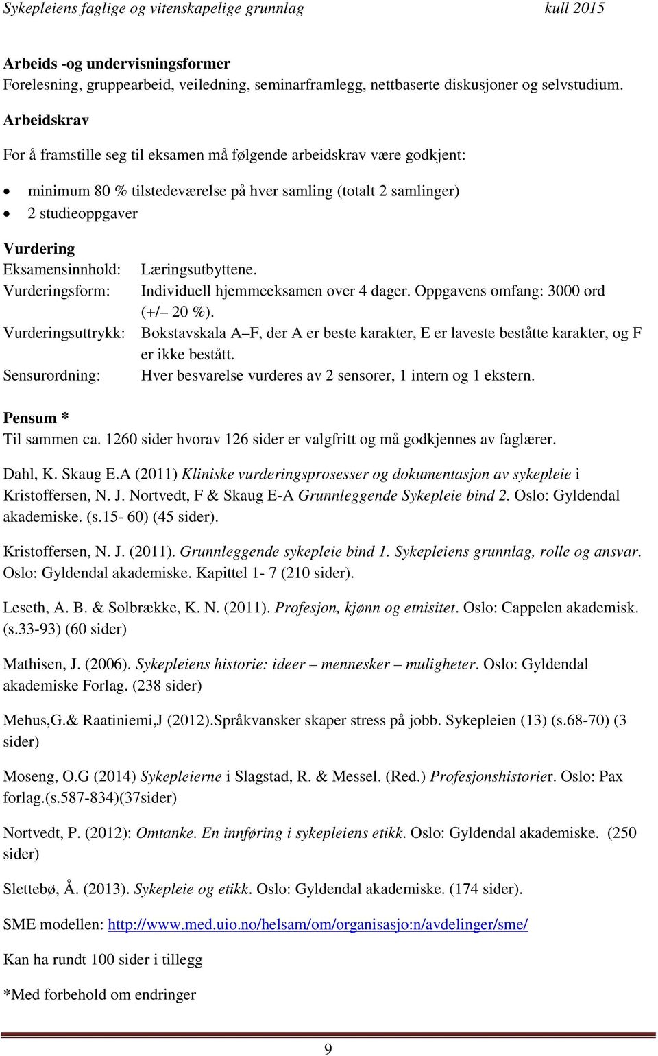 Læringsutbyttene. Vurderingsform: Individuell hjemmeeksamen over 4 dager. Oppgavens omfang: 3000 ord (+/ 20 %).