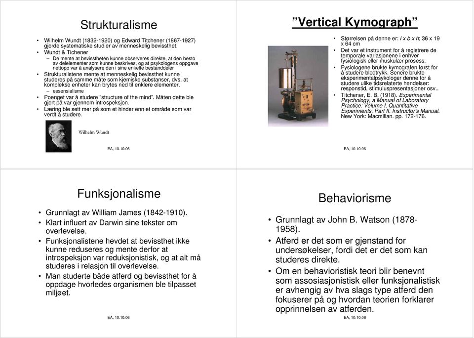 Strukturalistene mente at menneskelig bevissthet kunne studeres på samme måte som kjemiske substanser, dvs. at komplekse enheter kan brytes ned til enklere elementer.