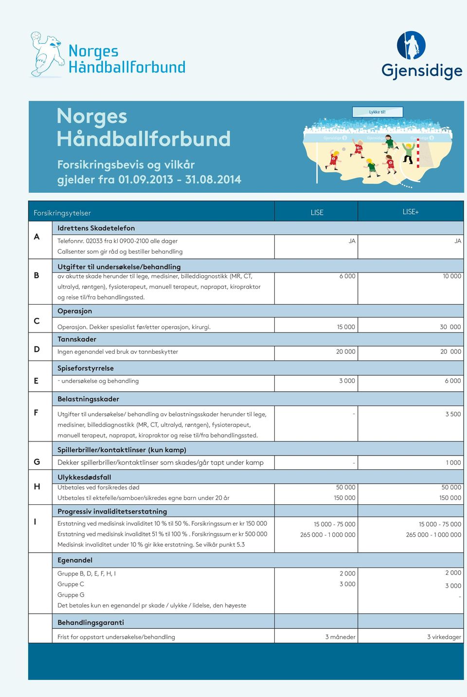 ultralyd, røntgen), fysioterapeut, manuell terapeut, naprapat, kiropraktor og reise til/fra behandlingssted. 6 000 10 000 C D Operasjon Operasjon. Dekker spesialist før/etter operasjon, kirurgi.