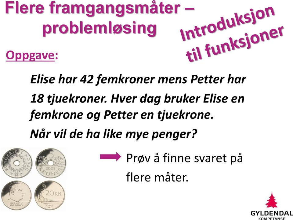 Hver dag bruker Elise en femkrone og Petter en