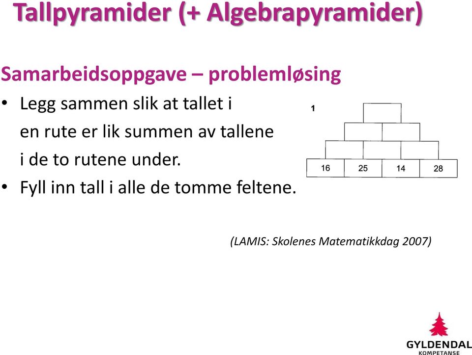 lik summen av tallene i de to rutene under.