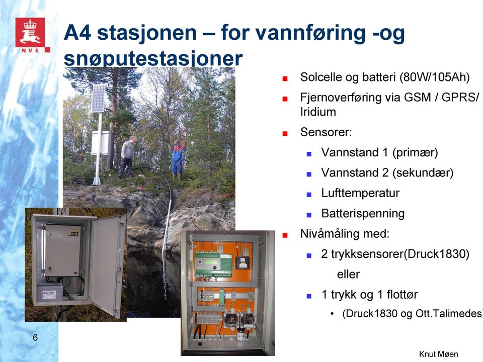 (primær) Vannstand 2 (sekundær) Lufttemperatur Batterispenning Nivåmåling med: