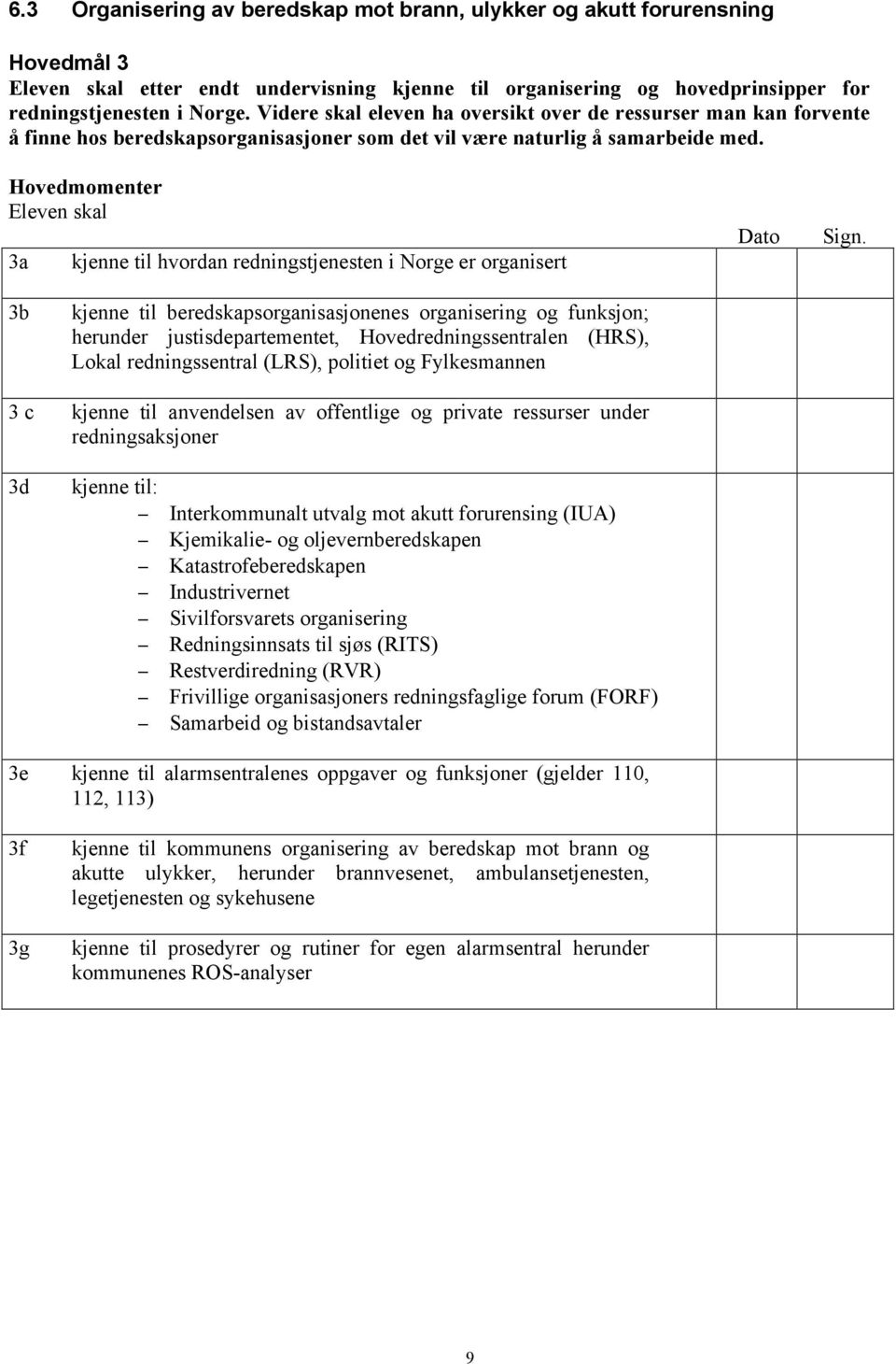 3a kjenne til hvordan redningstjenesten i Norge er organisert 3b kjenne til beredskapsorganisasjonenes organisering og funksjon; herunder justisdepartementet, Hovedredningssentralen (HRS), Lokal