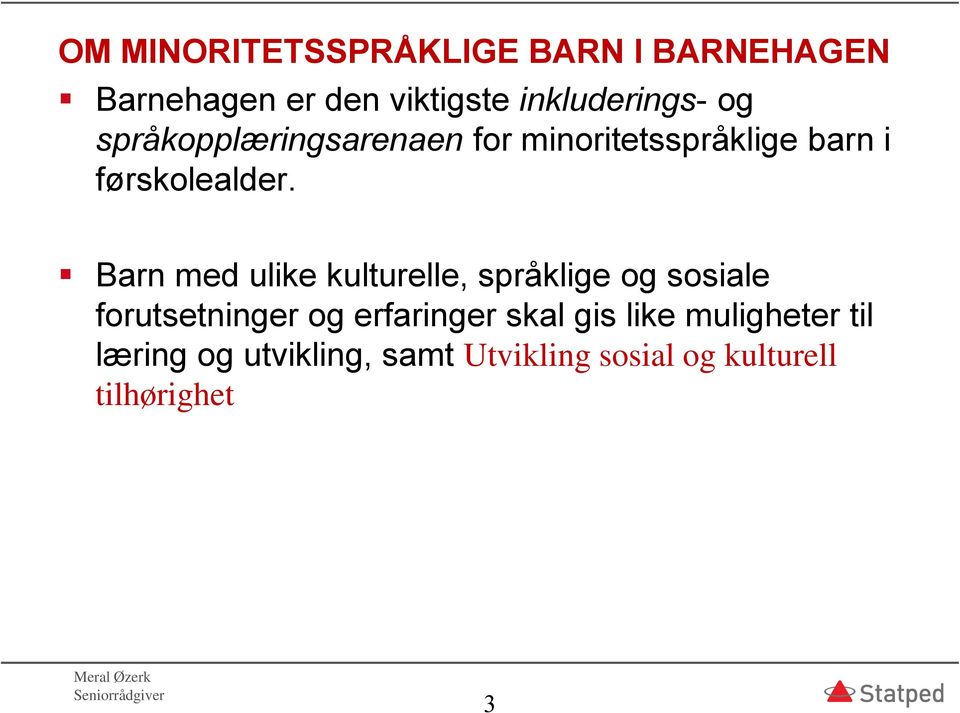 Barn med ulike kulturelle, språklige og sosiale forutsetninger og erfaringer skal gis