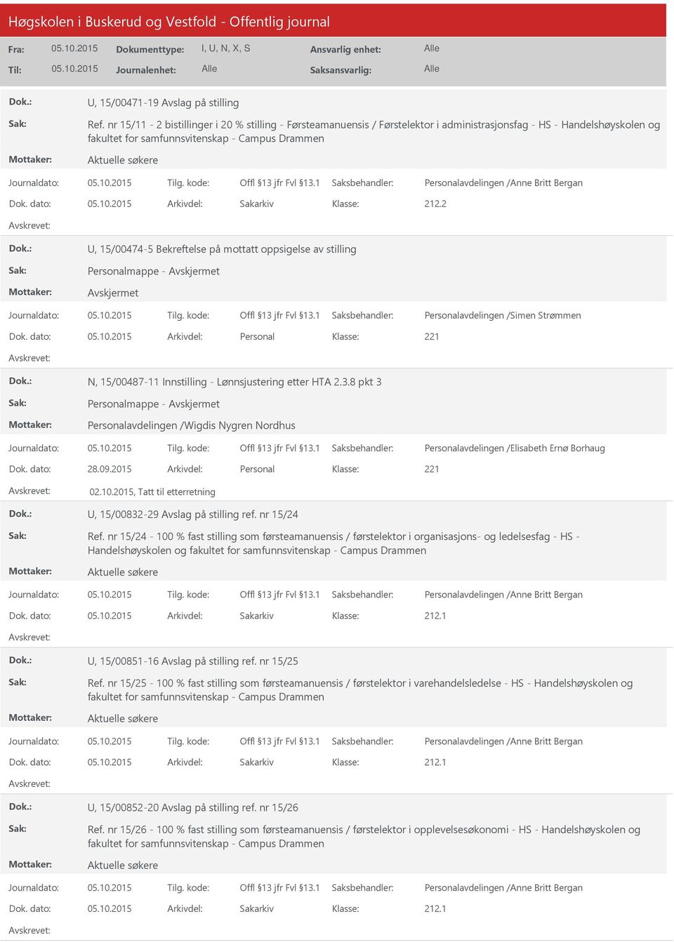 Personalavdelingen /Anne Britt Bergan Dok. dato: Arkivdel: Sakarkiv, 15/00474-5 Bekreftelse på mottatt oppsigelse av stilling Personalmappe - Personalavdelingen /Simen Strømmen Dok.