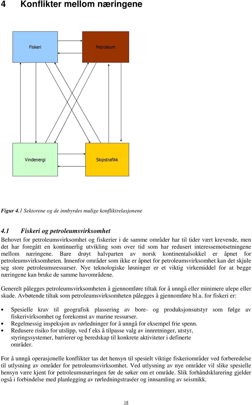 redusert interessemotsetningene mellom næringene. Bare drøyt halvparten av norsk kontinentalsokkel er åpnet for petroleumsvirksomheten.