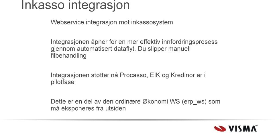 Du slipper manuell filbehandling Integrasjonen støtter nå Procasso, EIK og