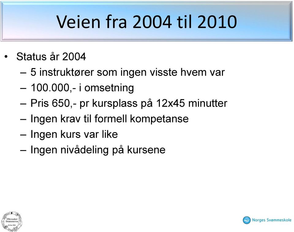 000,- i omsetning Pris 650,- pr kursplass på 12x45