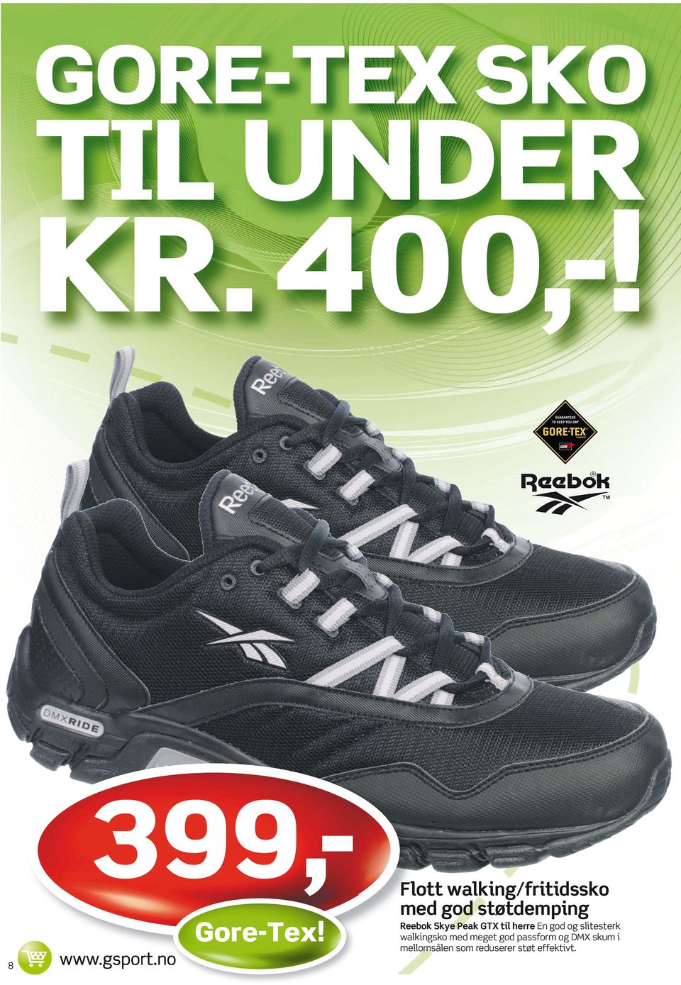 walking/fritidssko med god støtdemping Reebok Skye Peak GTX