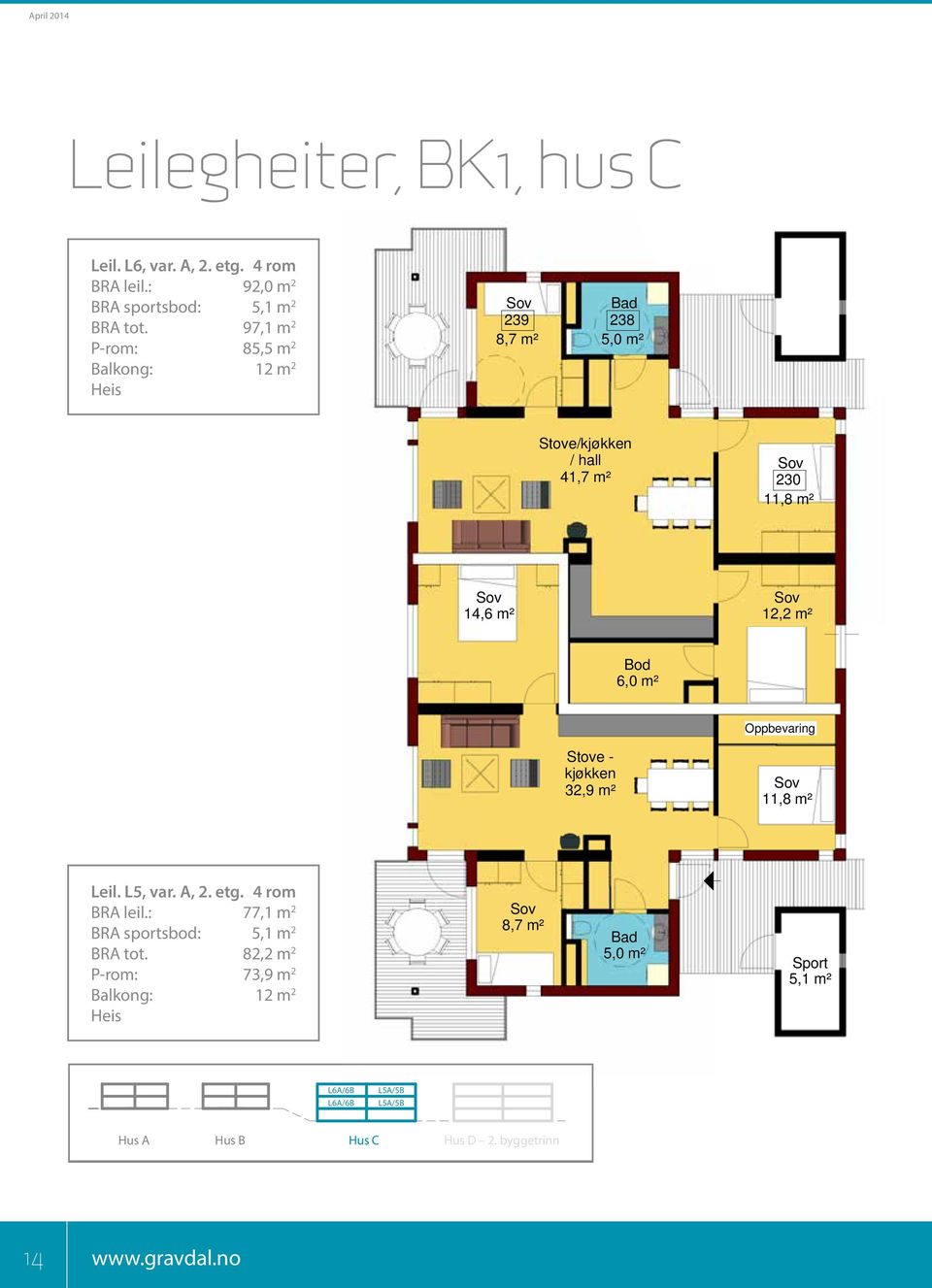 6,0 m² Oppbevaring Stove - kjøkken 32,9 m² 11,8 m² Leil. L5, var. A, 2. etg. 4 rom BRA leil.: 77,1 m 2 BRA sportsbod: 5,1 m 2 BRA tot.