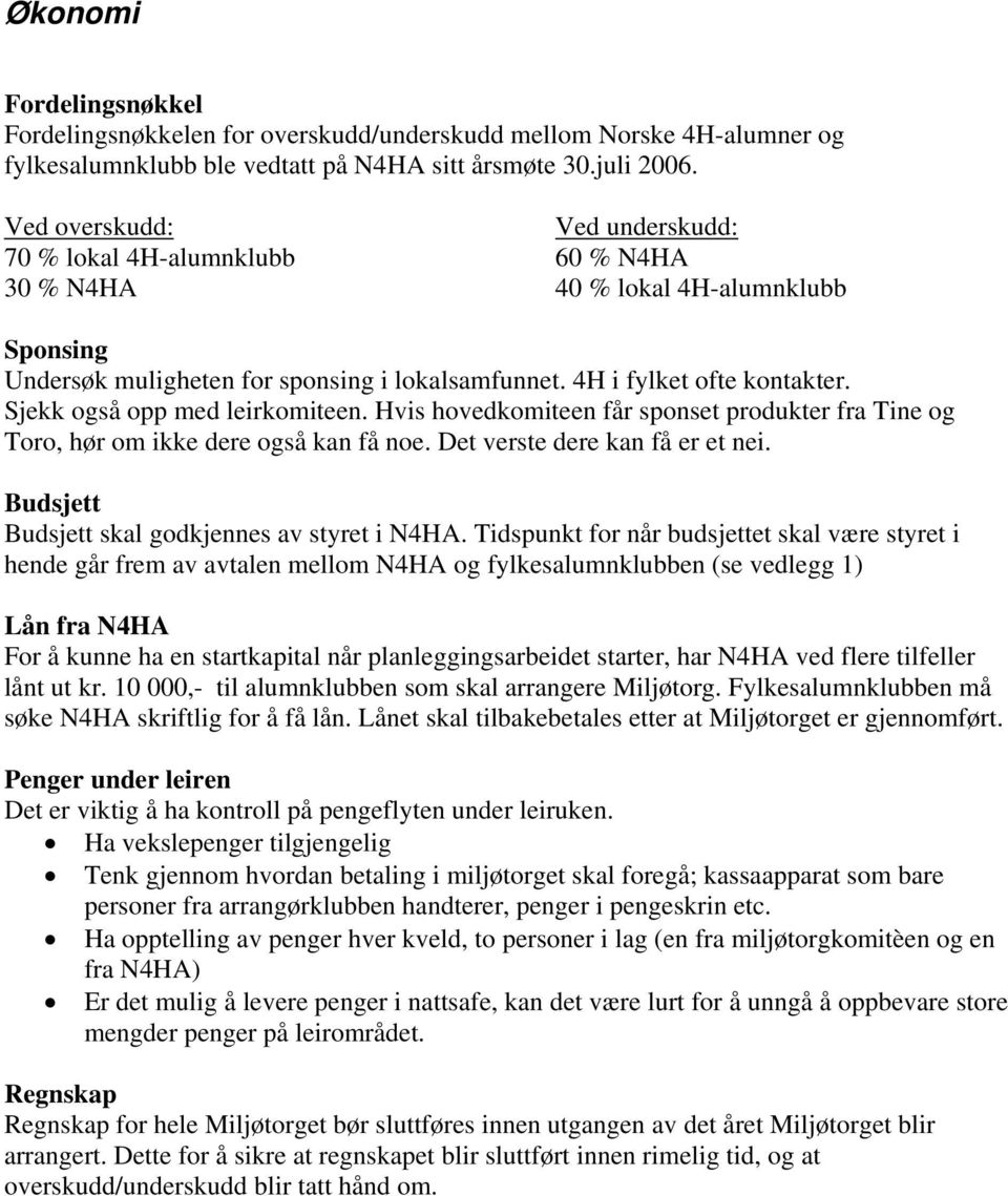 Sjekk også opp med leirkomiteen. Hvis hovedkomiteen får sponset produkter fra Tine og Toro, hør om ikke dere også kan få noe. Det verste dere kan få er et nei.