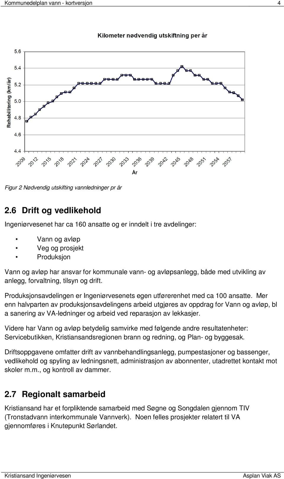 med utvikling av anlegg, forvaltning, tilsyn og drift. Produksjonsavdelingen er Ingeniørvesenets egen utførerenhet med ca 100 ansatte.