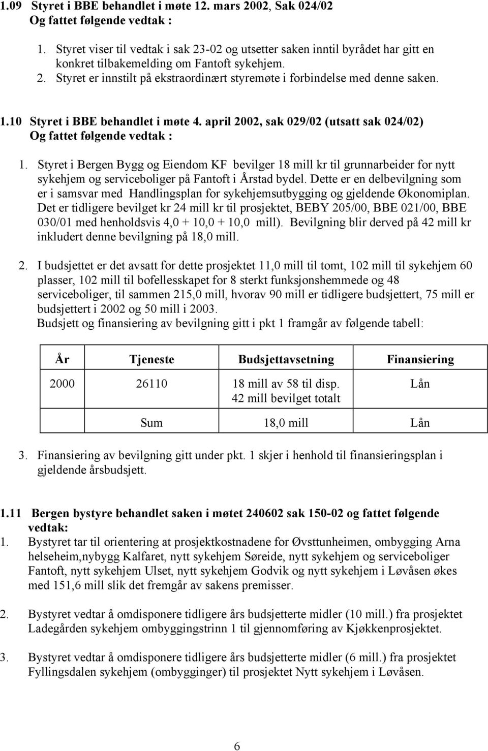 1.10 Styret i BBE behandlet i møte 4. april 2002, sak 029/02 (utsatt sak 024/02) Og fattet følgende vedtak : 1.