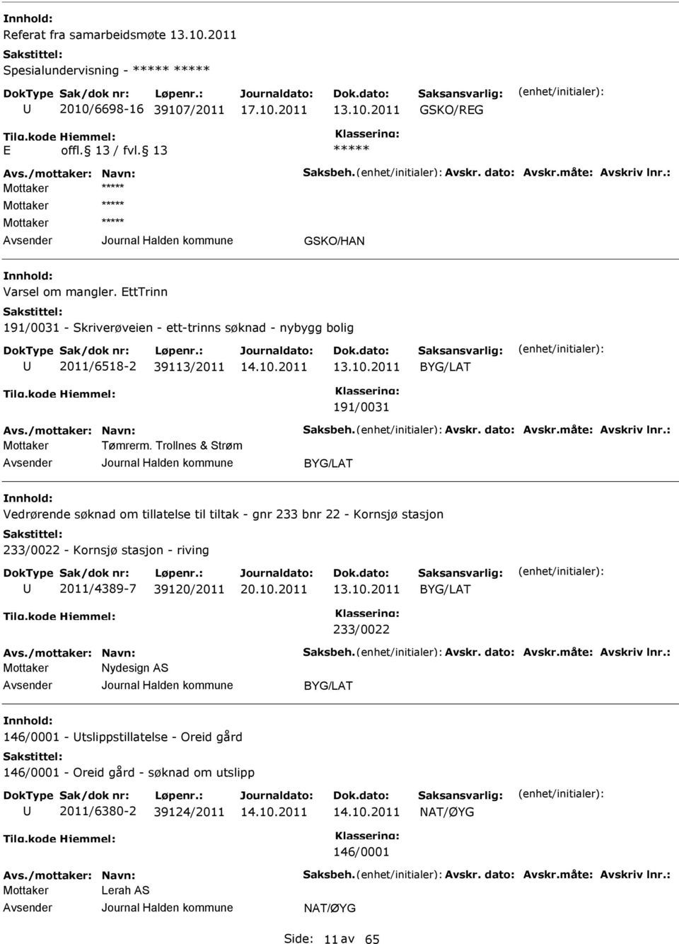 Trollnes & Strøm Vedrørende søknad om tillatelse til tiltak - gnr 233 bnr 22 - Kornsjø stasjon 233/0022 - Kornsjø stasjon - riving 2011/4389-7