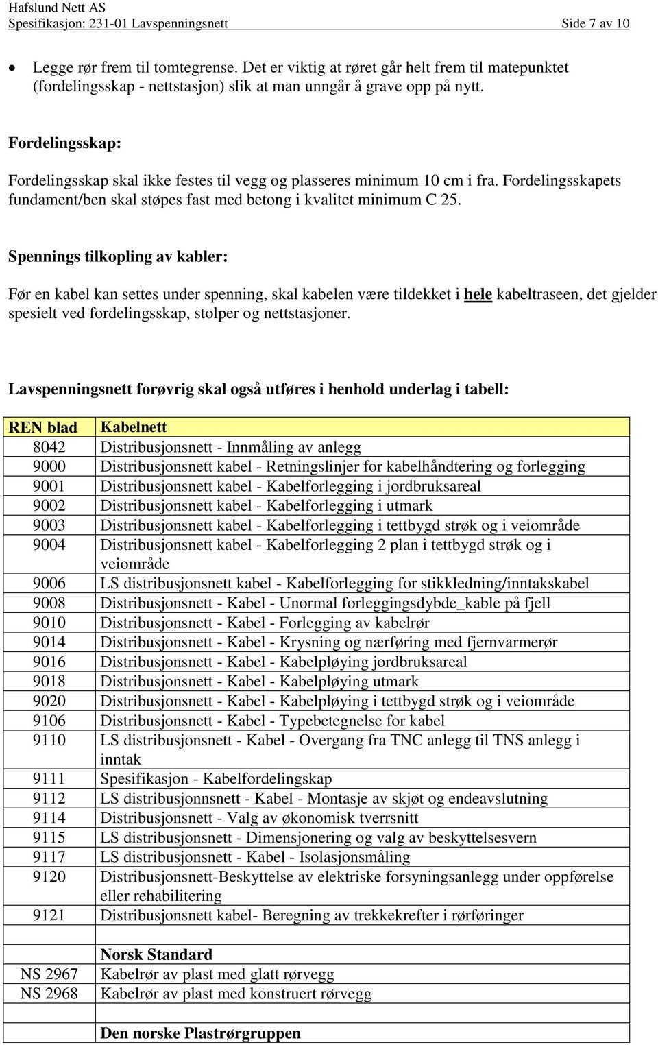 Fordelingsskap: Fordelingsskap skal ikke festes til vegg og plasseres minimum 10 cm i fra. Fordelingsskapets fundament/ben skal støpes fast med betong i kvalitet minimum C 25.