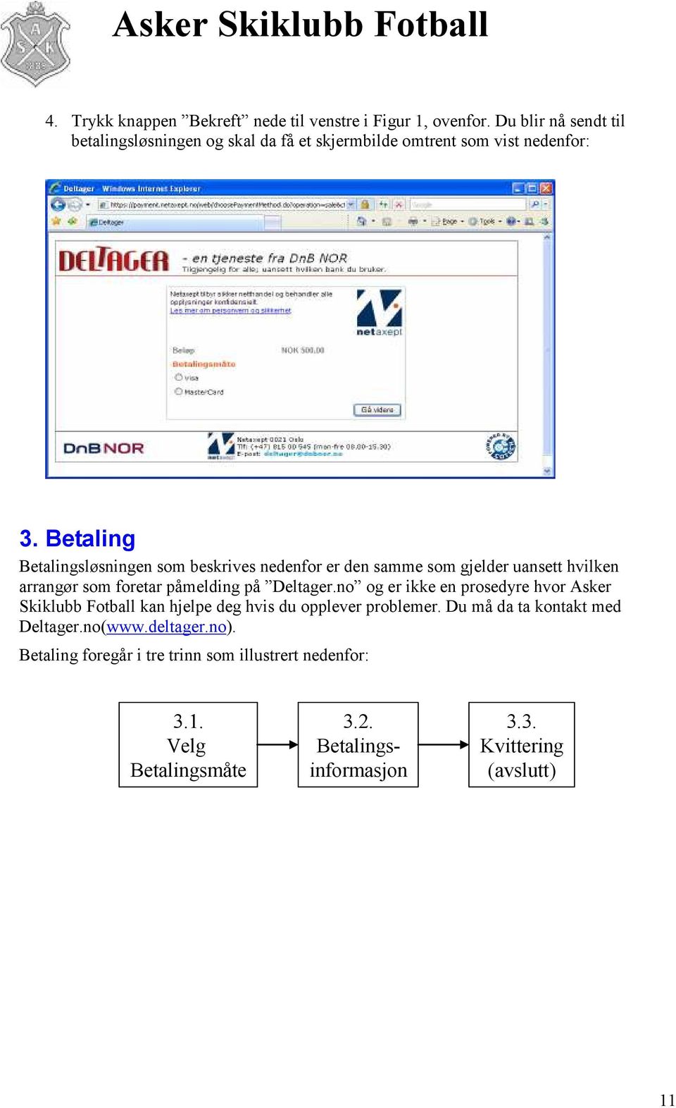 Betaling Betalingsløsningen som beskrives nedenfor er den samme som gjelder uansett hvilken arrangør som foretar påmelding på Deltager.