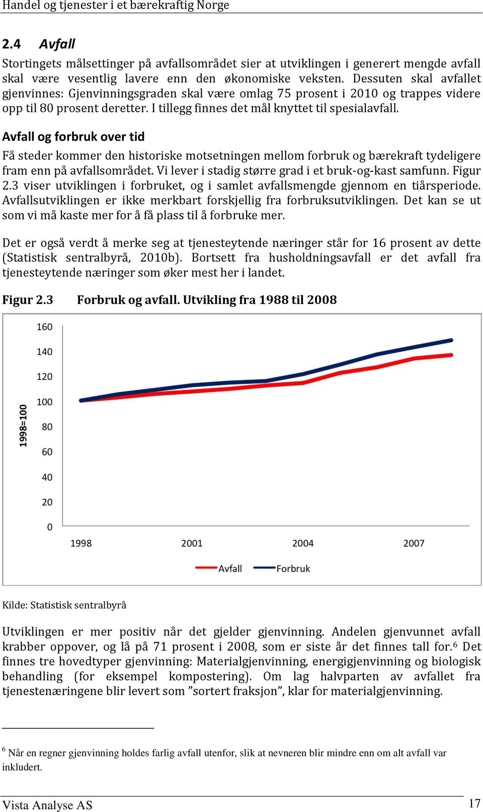 Avfall og forbruk over tid Få steder kommer den historiske motsetningen mellom forbruk og bærekraft tydeligere fram enn på avfallsområdet. Vi lever i stadig større grad i et bruk-og-kast samfunn.