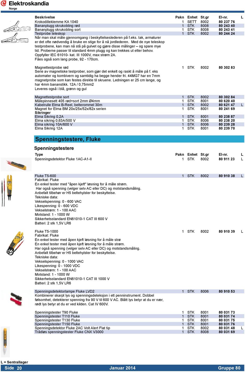 Med de nye teleskop testprobene, kan man nå stå på gulvet og gjøre disse målinger og spare mye tid. Proberne passer til standard 4mm plugg og kan trekkes ut etter behov. Oppfyller IEC 61010- kat.