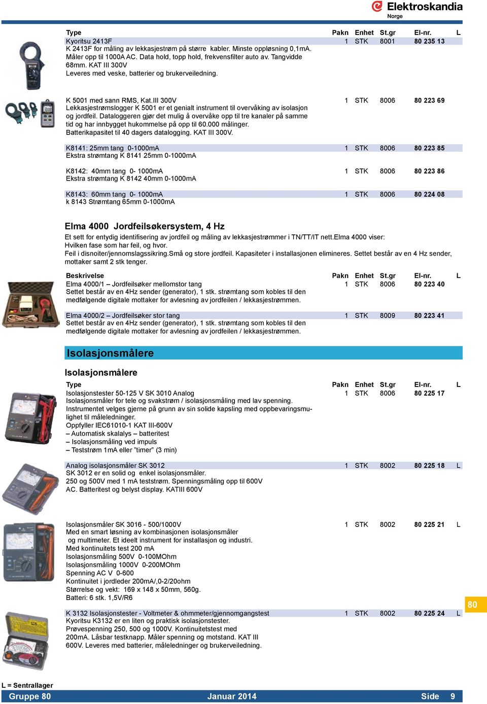 III 300V 1 STK 8006 80 223 69 Lekkasjestrømslogger K 5001 er et genialt instrument til overvåking av isolasjon og jordfeil.