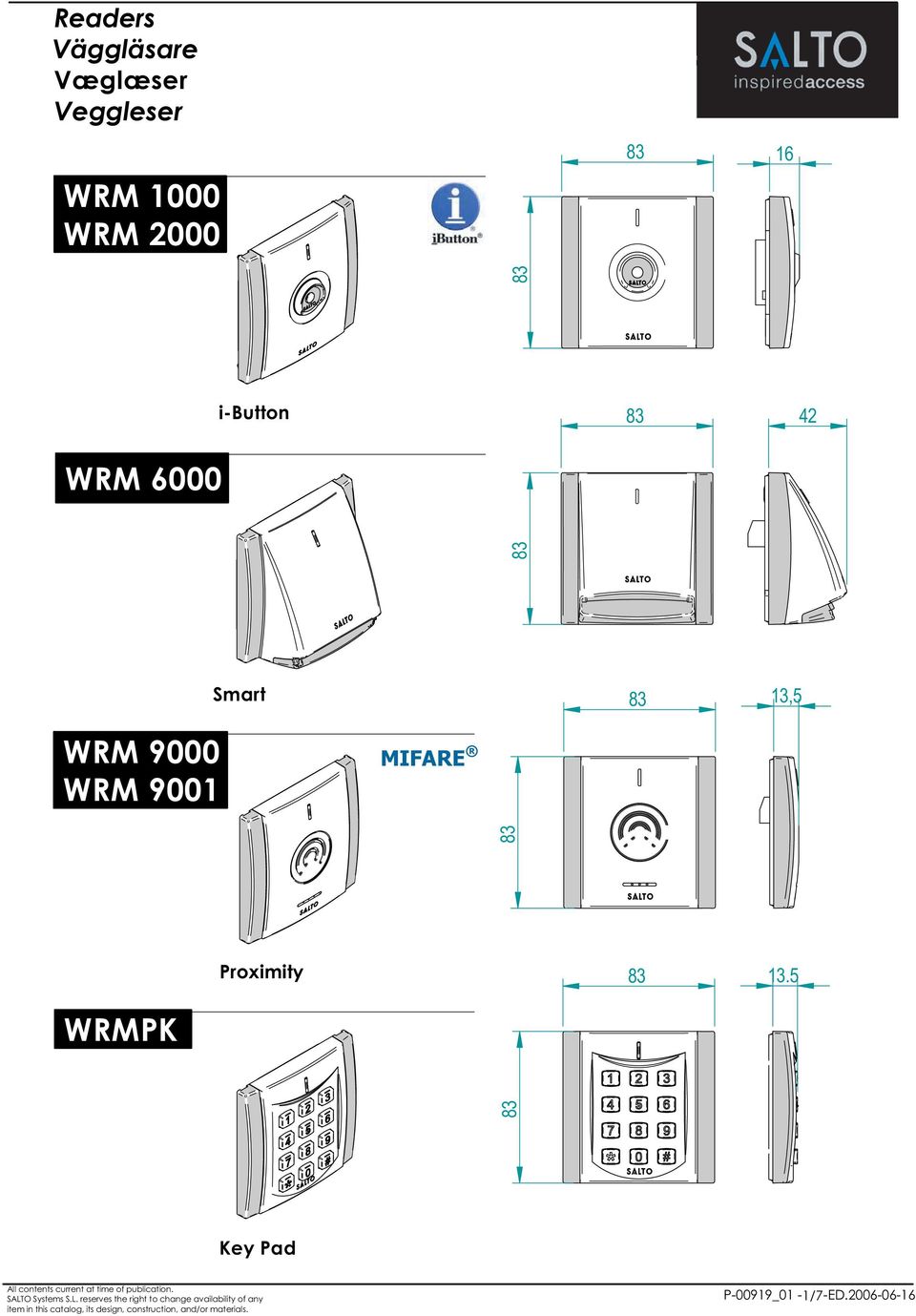 Smart 13,5 WRM 9000 WRM 9001 MIFARE