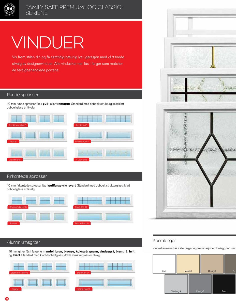 Standard med dobbelt strukturglass; klart dobbeltglass er tilvalg.