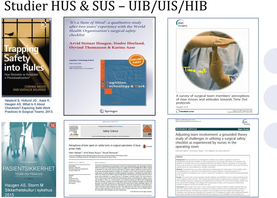 Exploring Safe Work Practices In Surgical Teams.