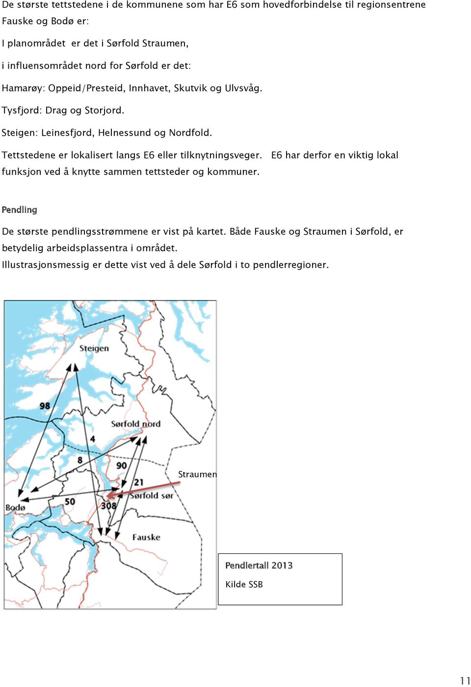 Tettstedene er lokalisert langs E6 eller tilknytningsveger. E6 har derfor en viktig lokal funksjon ved å knytte sammen tettsteder og kommuner.