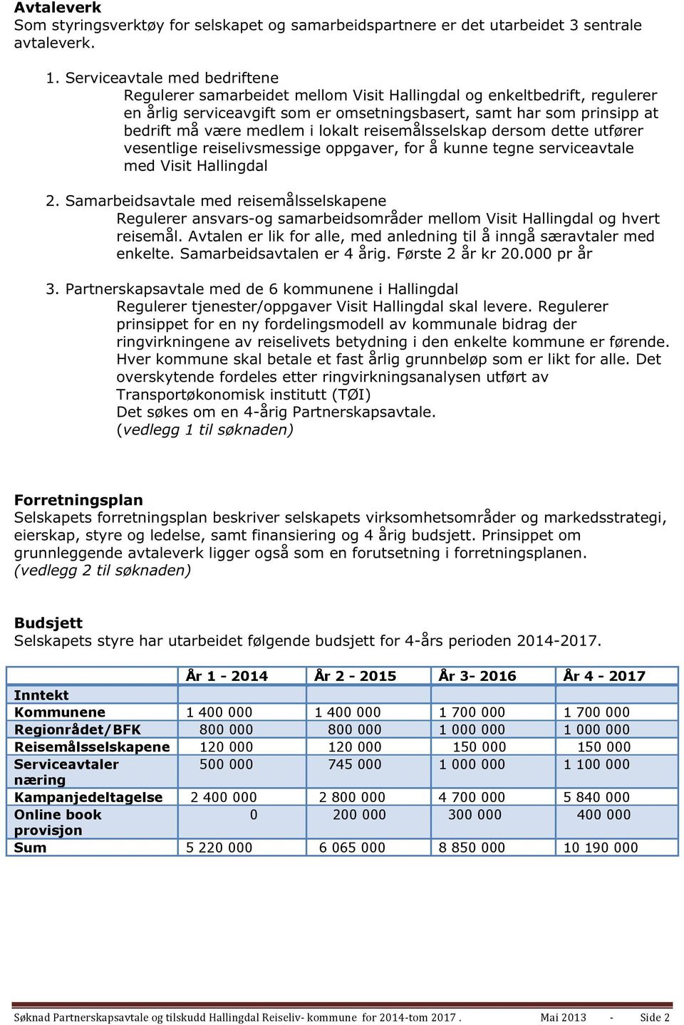 medlem i lokalt reisemålsselskap dersom dette utfører vesentlige reiselivsmessige oppgaver, for å kunne tegne serviceavtale med Visit Hallingdal 2.