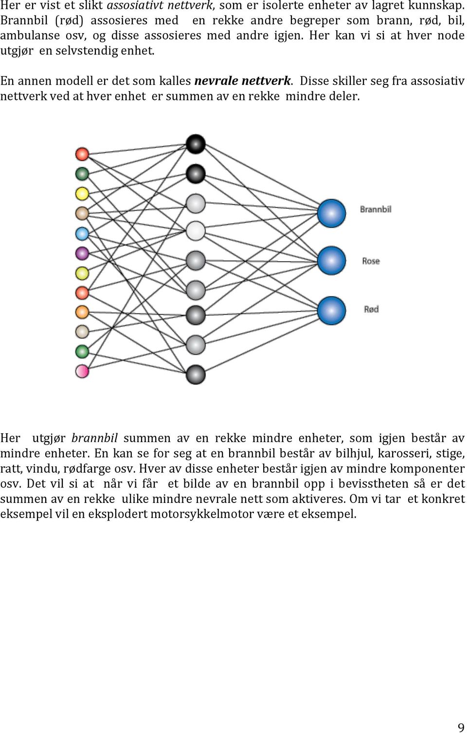 En annen modell er det som kalles nevrale nettverk. Disse skiller seg fra assosiativ nettverk ved at hver enhet er summen av en rekke mindre deler.