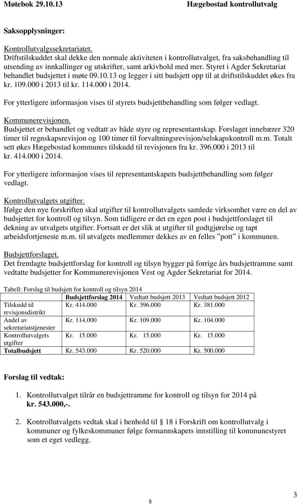 Styret i Agder Sekretariat behandlet budsjettet i møte 09.10.13 og legger i sitt budsjett opp til at driftstilskuddet økes fra kr. 109.000 i 2013 til kr. 114.000 i 2014.