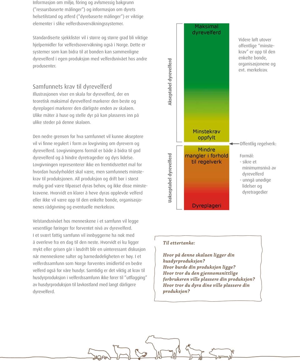 Dette er systemer som kan bidra til at bonden kan sammenligne dyrevelferd i egen produksjon med velferdsnivået hos andre produsenter.