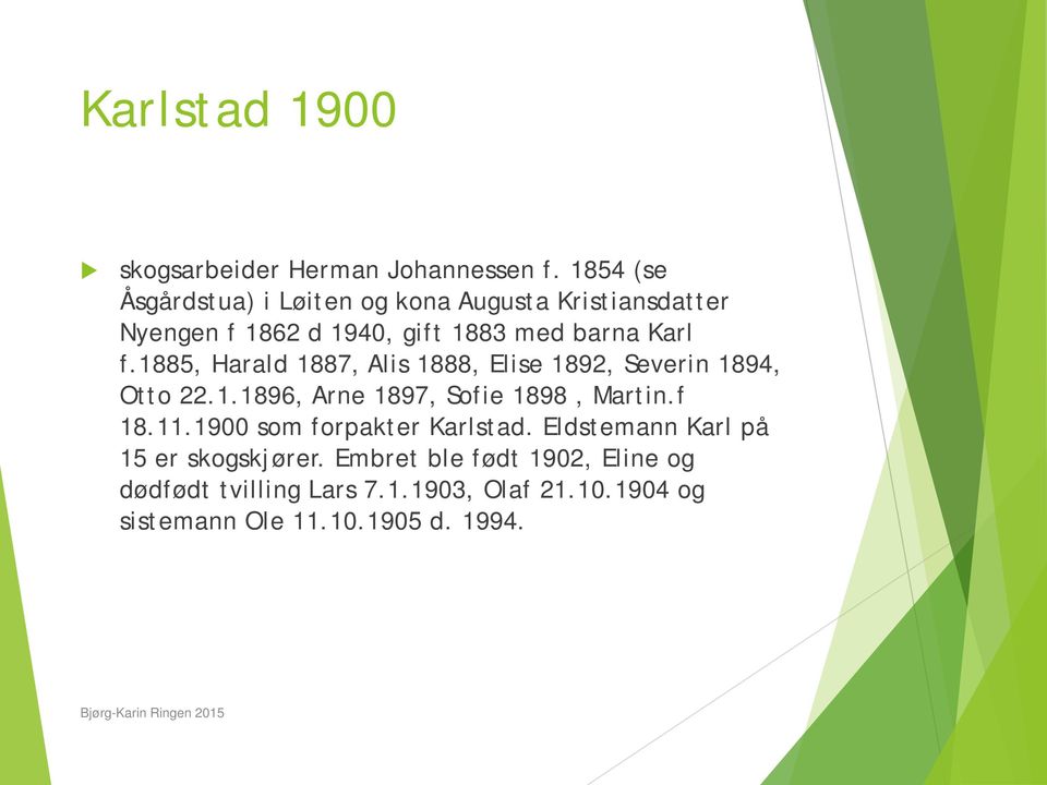 1885, Harald 1887, Alis 1888, Elise 1892, Severin 1894, Otto 22.1.1896, Arne 1897, Sofie 1898, Martin.f 18.11.