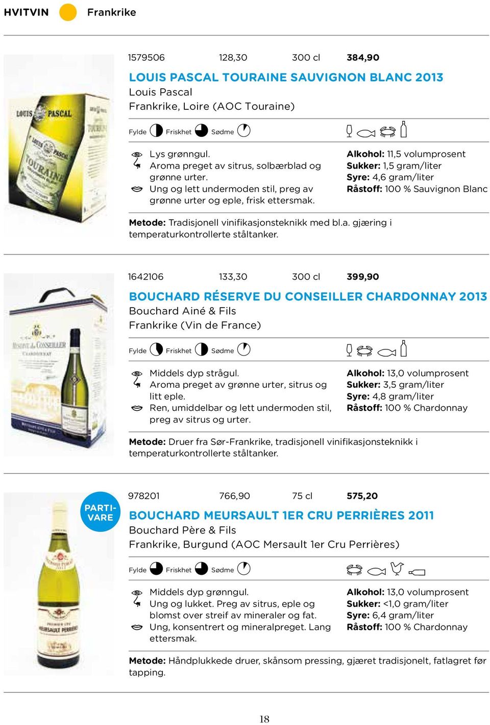 Alkohol: 11,5 volumprosent Sukker: 1,5 gram/liter Syre: 4,6 gram/liter Råstoff: 100 % Sauvignon Blanc Metode: Tradisjonell vinifikasjonsteknikk med bl.a. gjæring i temperaturkontrollerte ståltanker.