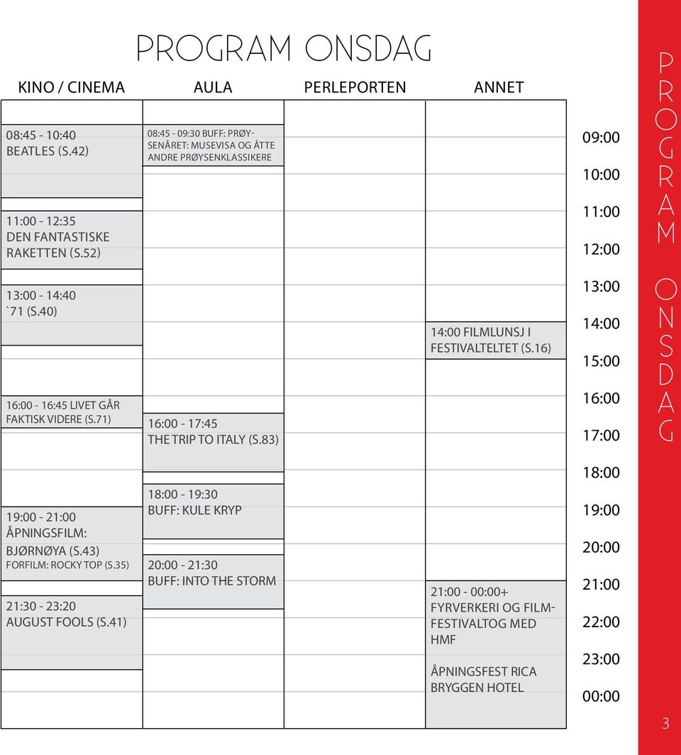 40) 16:00-16:45 LVT GÅR FKTSK VDR (S.71) 16:00-17:45 TH TRP T TLY (S.83) 14:00 FLMLUNSJ FSTVLTLTT (S.