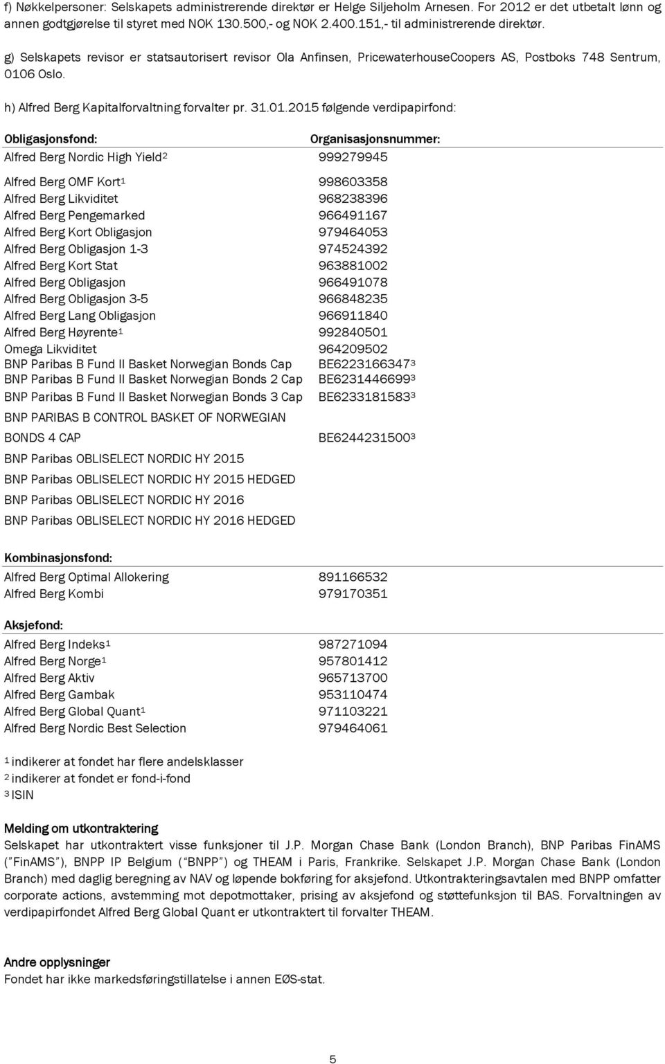 h) Alfred Berg Kapitalforvaltning forvalter pr. 31.01.